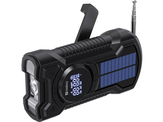 Notfallradio #premium: Digitales Radio, Solar, Kurbelantrieb, Powerbank, Lampe